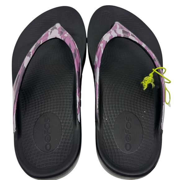 Oofos Oolala Flip Flops Thong Sandals Womens 6 Limited Edition Purple Camo Flaw - Picture 3 of 7